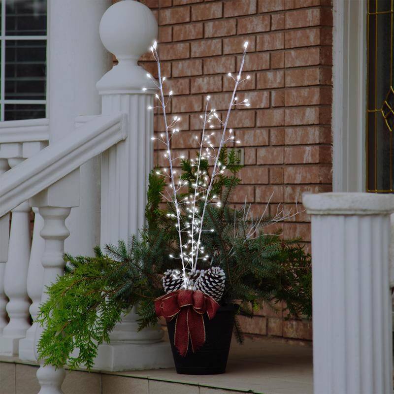 Celebrations LED Pure White Lighted Branches 38 in. Yard Decor