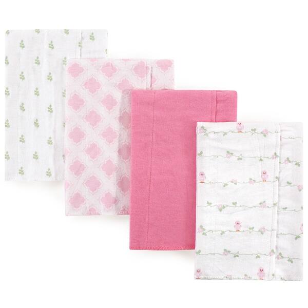 slide 1 of 1, Luvable Friends Baby Girl Cotton Flannel Burp Cloths 4pk, Bird, One Size - Bird - One Size