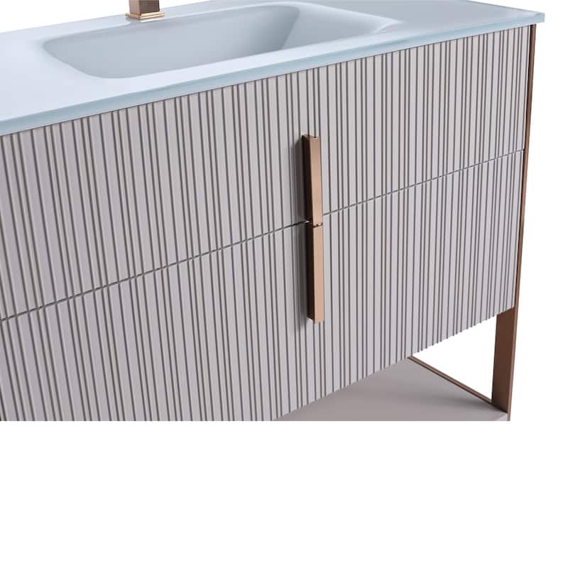 Fine Fixtures Serenity Modern Bathroom Vanity with White Glass Top