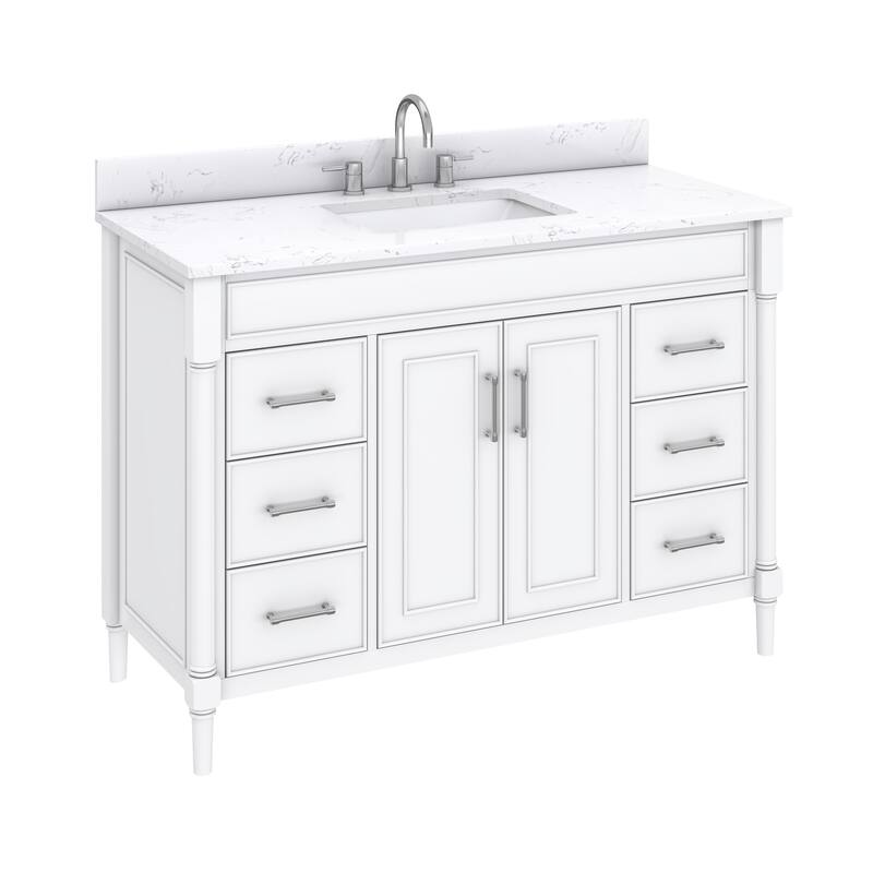 Avanity Bristol 49 in. Bath Vanity in White finish and Cala White Engineered Top