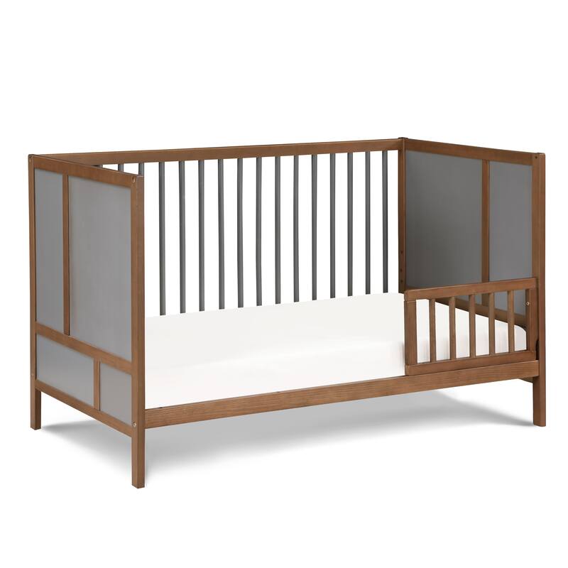 Pixie Finn 3-in-1 Crib in Walnut/Charcoal - Walnut Brown