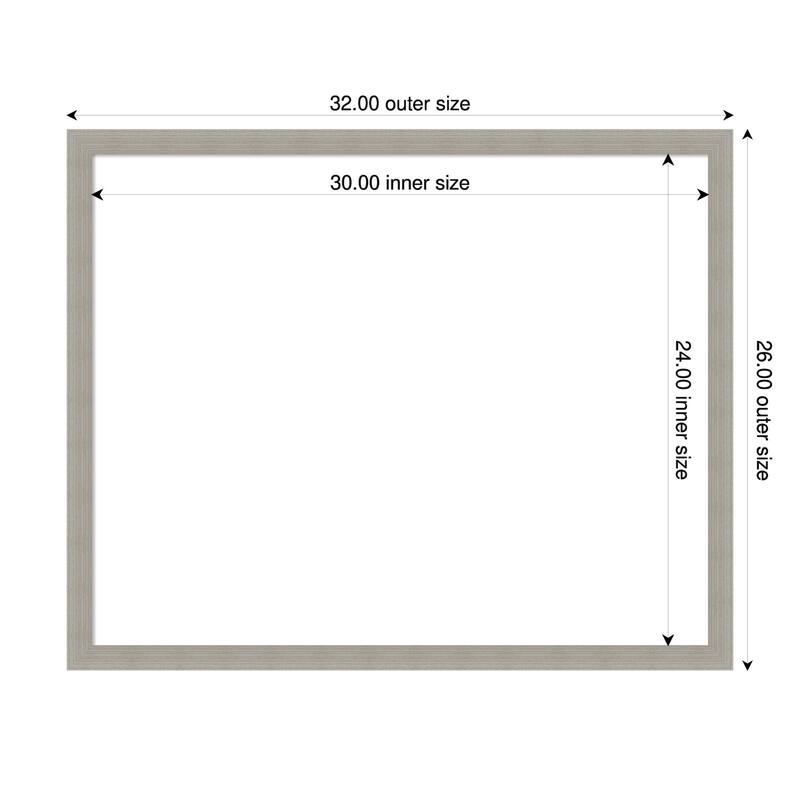 Amanti Art Woodgrain Stripe Blonde Framed Dry Erase Magnetic Board - 32 x 26 in - Woodgrain Stripe Grey