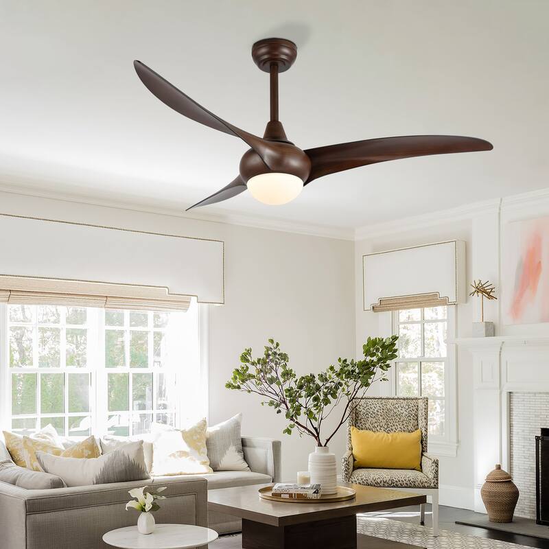 Raffles 52" 1-Light Vintage Iron/Plastic Mobile-App/Remote-Controlled 6-Speed Retro Swirl LED Ceiling Fan, by JONATHAN Y