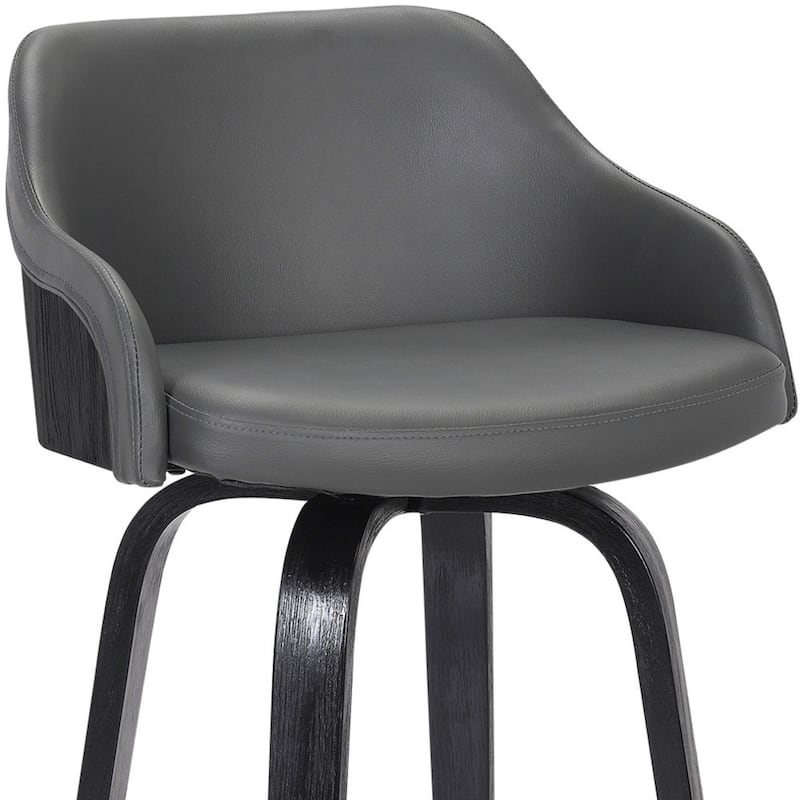 Fabric Swivel Counter Bar Chair with Arms, Iron Frame and Footrest - 20.5” x 19.5” x 35” (D x W x H)