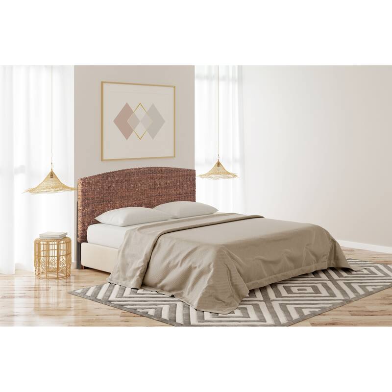 Nusa Woven Banana Leaf Headboard - Mahogany - King
