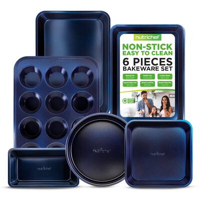 6-Piece Non-Stick Baking Pans - Carbon Steel Baking Trays with Nonstick Coating - Includes Muffin Pan, Loaf Pan