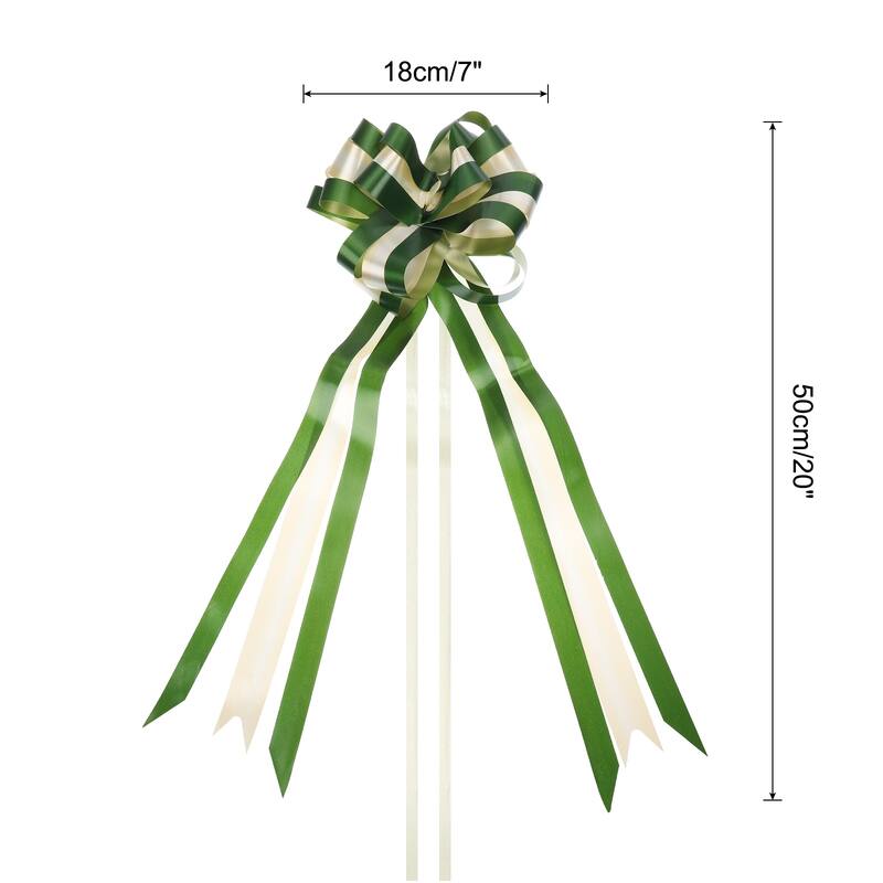 10pcs 7" Large Big Pull Bow Car Gift Wrapping Bows Ribbon - Dark Green, White