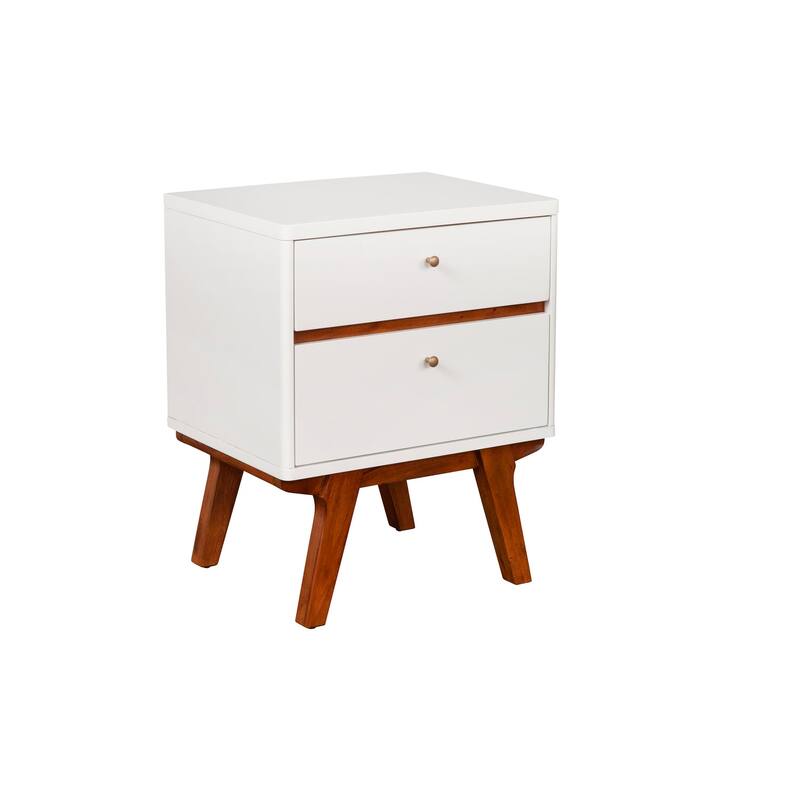 Dakota Two Drawer Nightstand - Sturdy Wooden Bedside Table with Spacious Storage Drawers