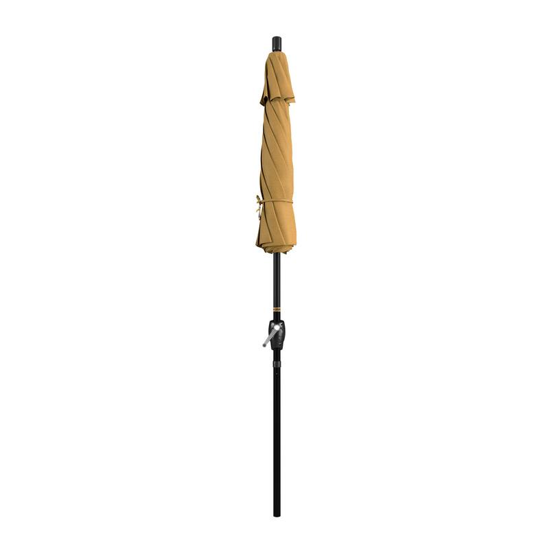 California Umbrella 75' Round Crank Lift Push Button Tilt Black Aluminum Patio Umbrella Sunbrella