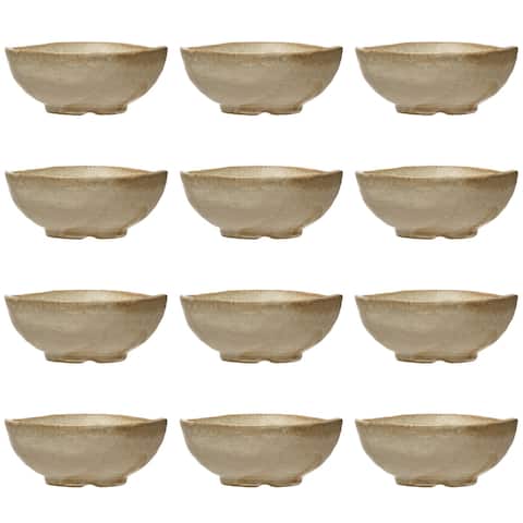 Stoneware Irregular Edge Bowl, Reactive Glaze, Set of 12