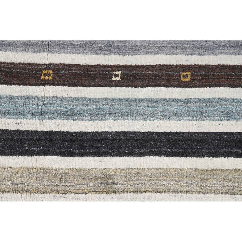 Hand Knotted Oriental 100% Wool Carpet Tribal Stripe Multi-Colored Gabbeh Area Rug - 5' 6'' X 3' 11''