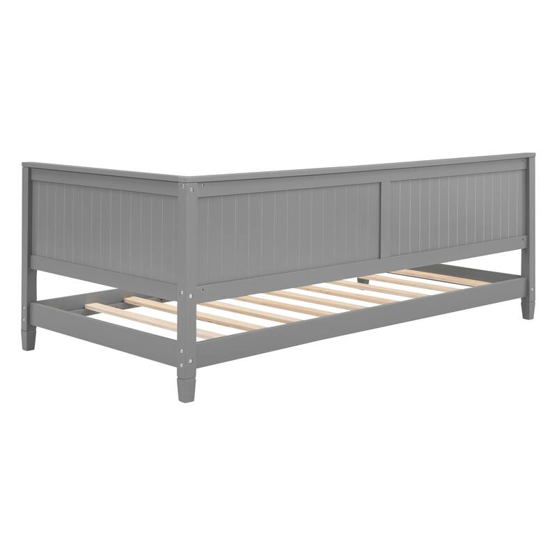 Wooden Daybed with Armrest and Backrest, Twin/Full Sizes, Classic Mid-Century Sofa Bed for Living Room Decor