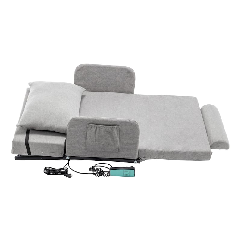 Electric Adjustable Bed Backrest with Safety Rails - 300 lbs Capacity, 68° Lift Range for Elderly & Patient Care