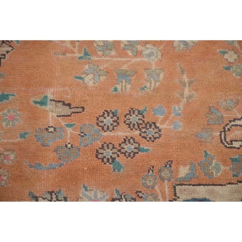 Hand Knotted Oriental 100% Wool Carpet Traditional Floral Oranges & Rust Mashad Area Rug - 12' 8'' X 9' 6''