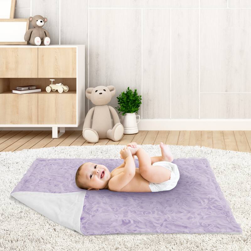 Purple Floral Rose Girl Baby Receiving Security Swaddle Blanket - Lavender Flower Luxurious Elegant Princess Boho Shabby Chic