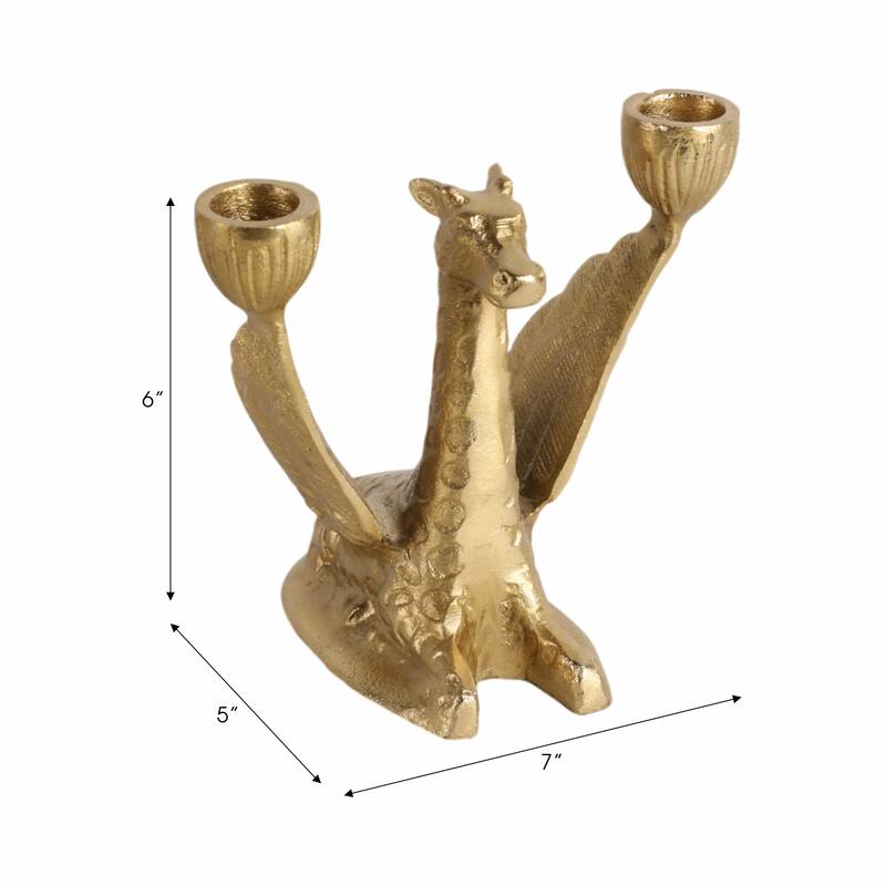 Metal Giraffe with Wings Taper Candle Holder - Gold, 6 in. - 7.0"