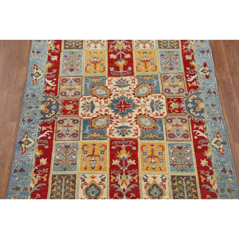 Garden Design Kazak Accent Rug Hand-Knotted Blue Wool Carpet - 4'0" x 5'10"