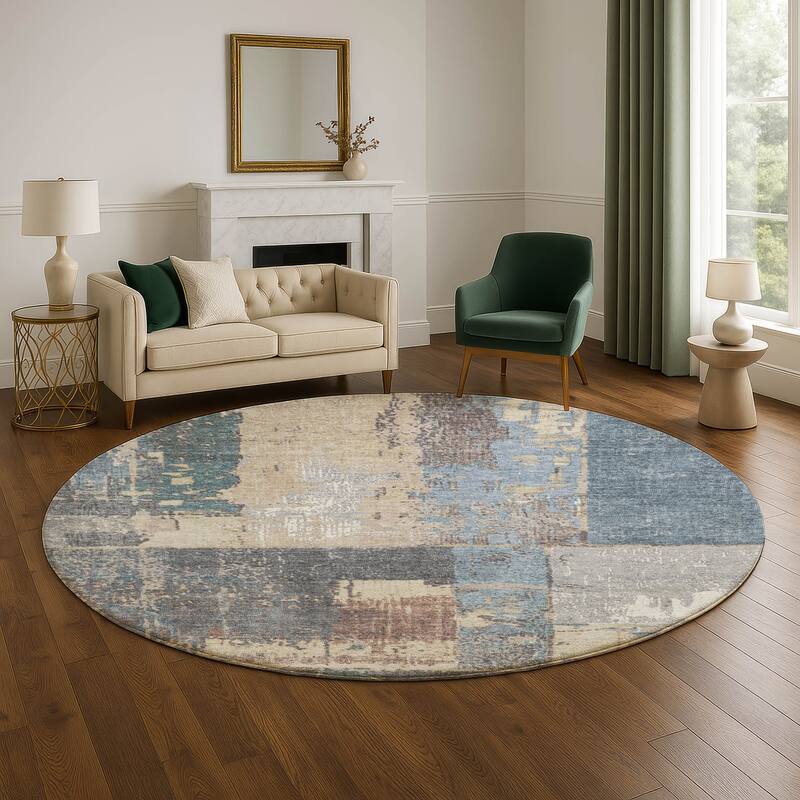 Premium Washable Super Soft Contemporary Geo Mayfield Rug - Beige - 8' x 8'