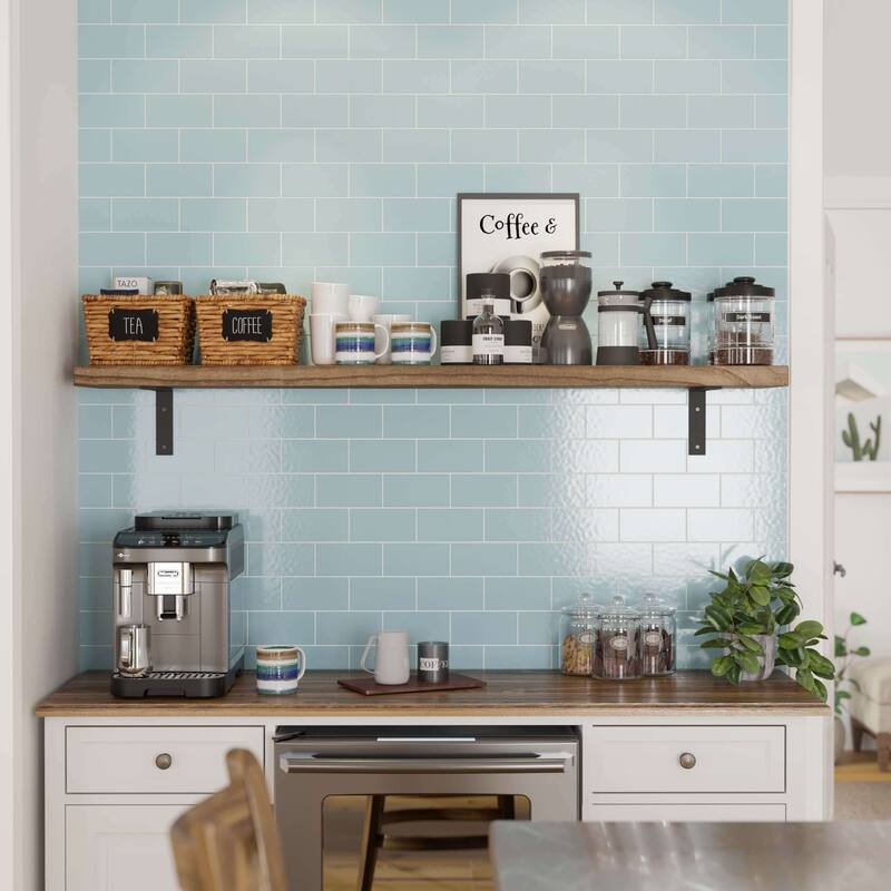 Wallniture Cervo Floating Shelves, Wall Bookshelves, 60" or 72'' Long, 11.25'' Deep, 1.5'' Thick Wood Board, Burnt