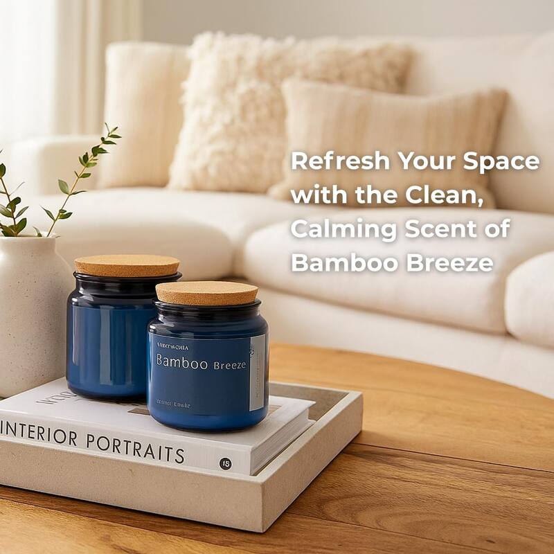 3 Oz Beachy Scented Candle Set of 2 in Blue Glass by Aria Home