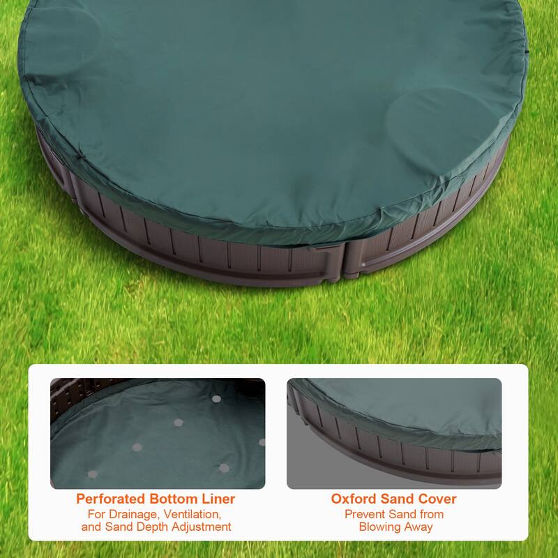 Sandbox with Cover for Outdoor Backyard, Beach, Park, Gift for Boys Girls Ages 3-12