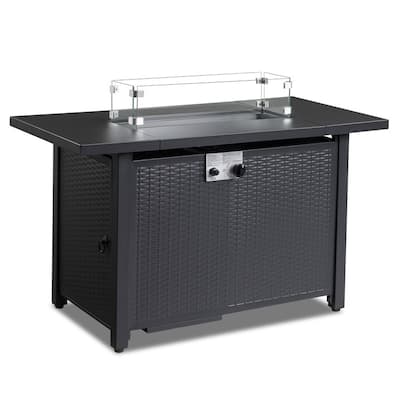 50,000 BTU 43 inch Outdoor Fire Pit Table with Cover - 43"x22 2"x24.8" WDH