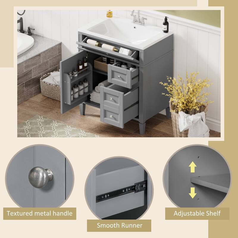 30"Wall Mounted Bathroom Vanity with Resin Sink