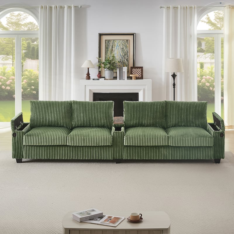 133inch 4-seater Corduroy Sofa Couch - Green