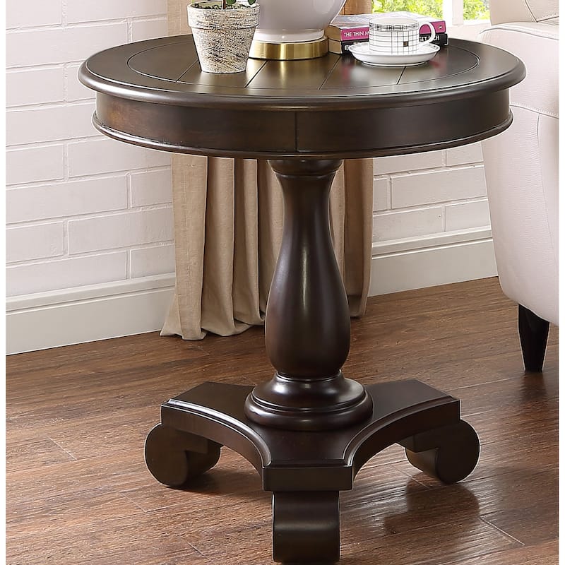 26" Traditional Wooden Side Table with Stable Base for Living Room and Bedroom