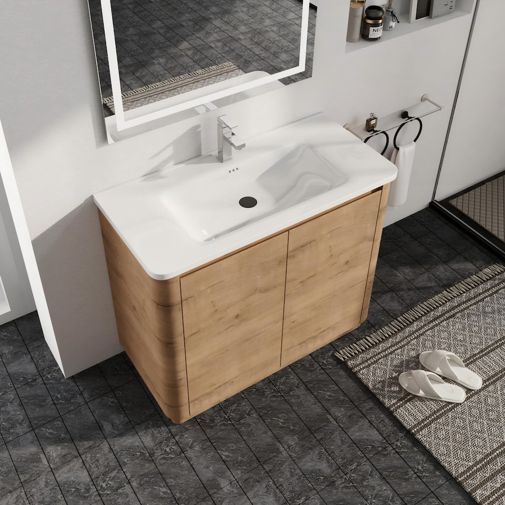 Malwee 36"/40" FreeStanding Bathroom Vanity with Sink, Floor Stand Bathroom Vanity with Soft Close Door and Adjustable Shelf