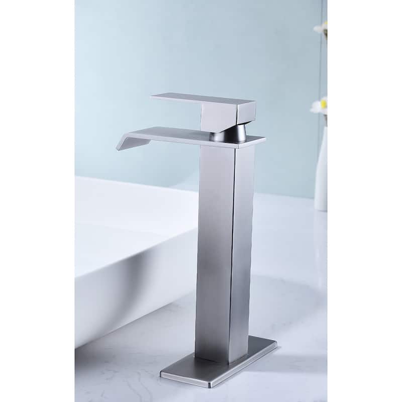 Single Handle Waterfall Bathroom Sink Faucet with Adjustable Water Flow and Temperature, Corrosion and Rust Resistant