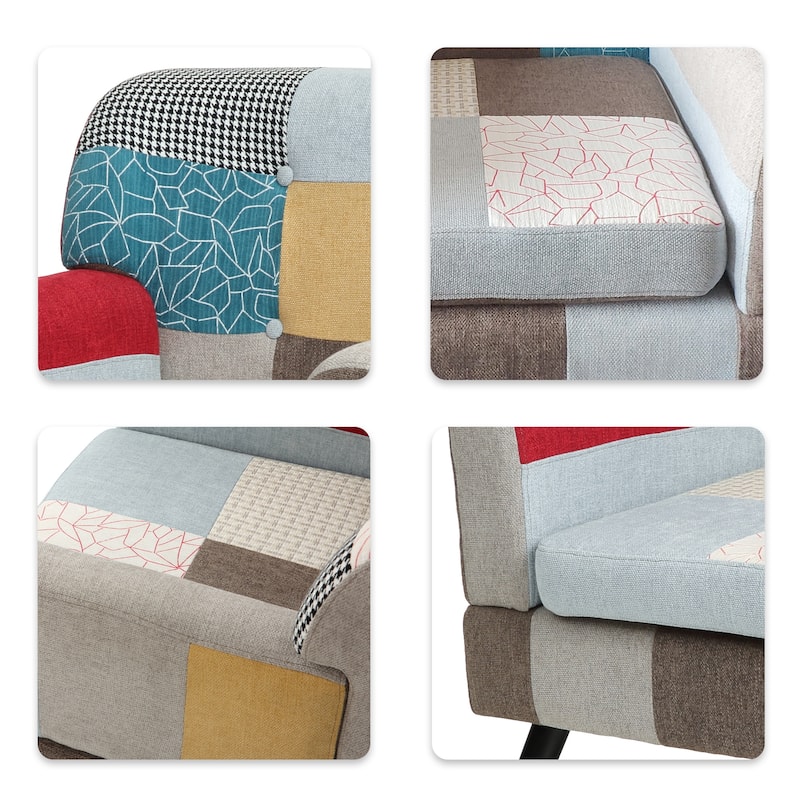 Modern 22.5" Upholstered Buttons Tufted Accent Chair with Solid Wood Legs for Living Room