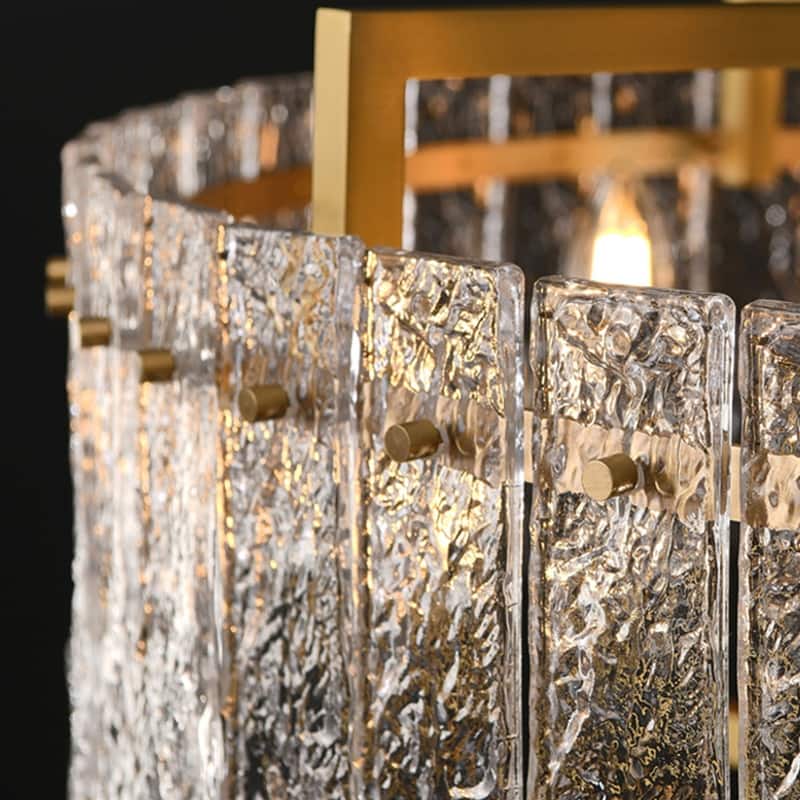 26 in. Gold Modern Drum Crystal Chandelier 6-Light Glam Dimmable Pendant Light Kitchen Island with Frosted Glass for Dining Room