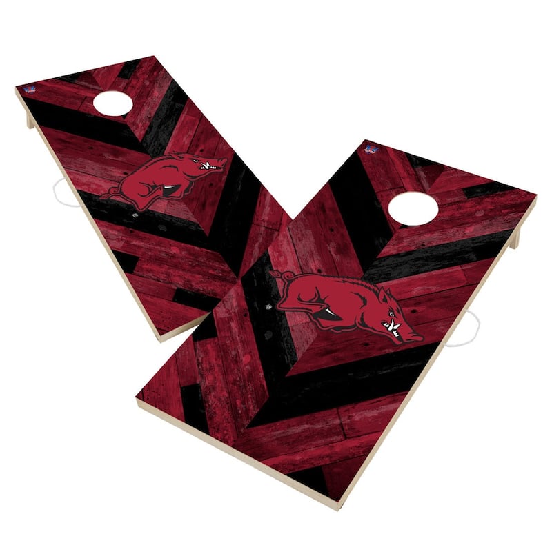 Arkansas Razorbacks Regulation 2x4 Cornhole Boards - V8 - Include Case & Lights