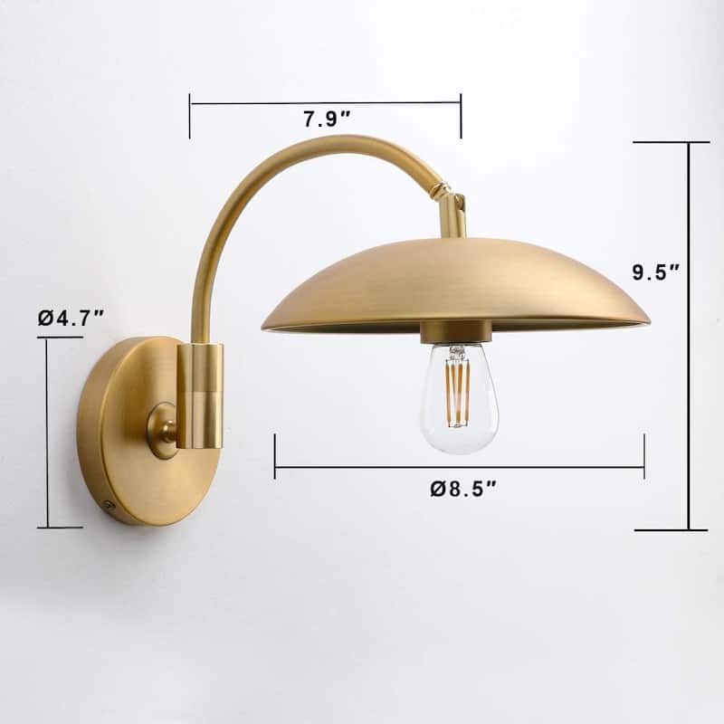 Gold arm wall light fixture retron wall lighting sconce
