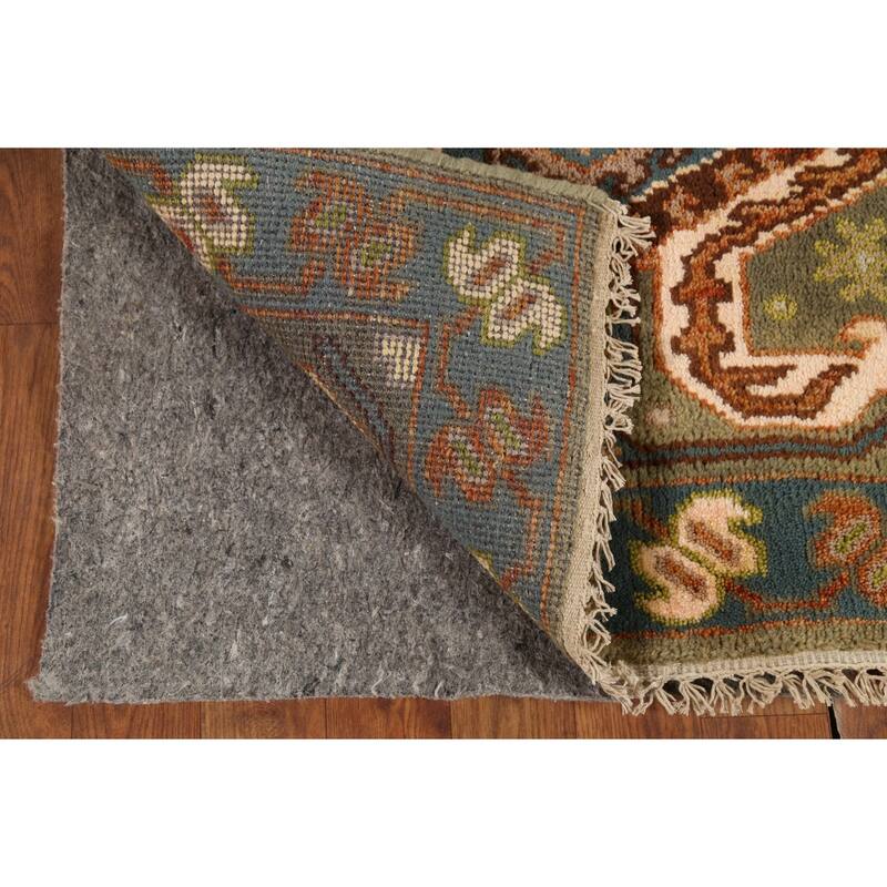 Green Geometric Kazak Runner Rug Hand-Knotted Traditional Wool Carpet - 2'8"x 9'8"