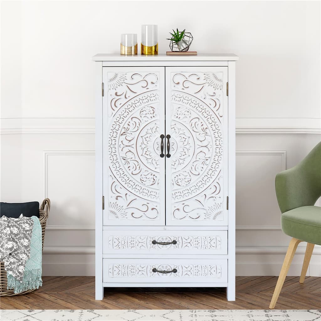 27in Accent Tall Tower White Storage Cabinet