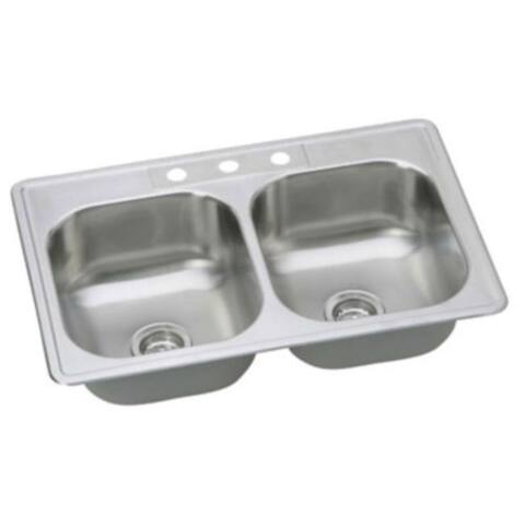 PROFLO Bealeton 33" Drop In Double Basin Stainless Steel Kitchen Sink - Stainless Steel