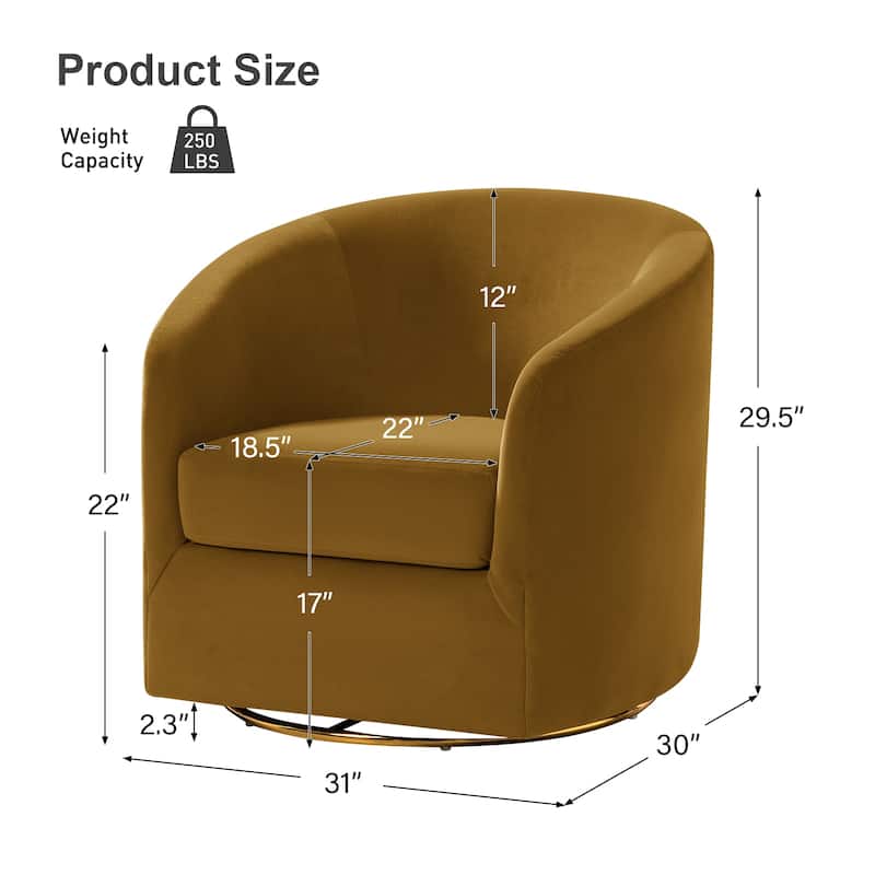 Eleuterio Modern Upholstered Swivel Accent Barrel Chair with Metal Base Set of 2 by HULALA HOME