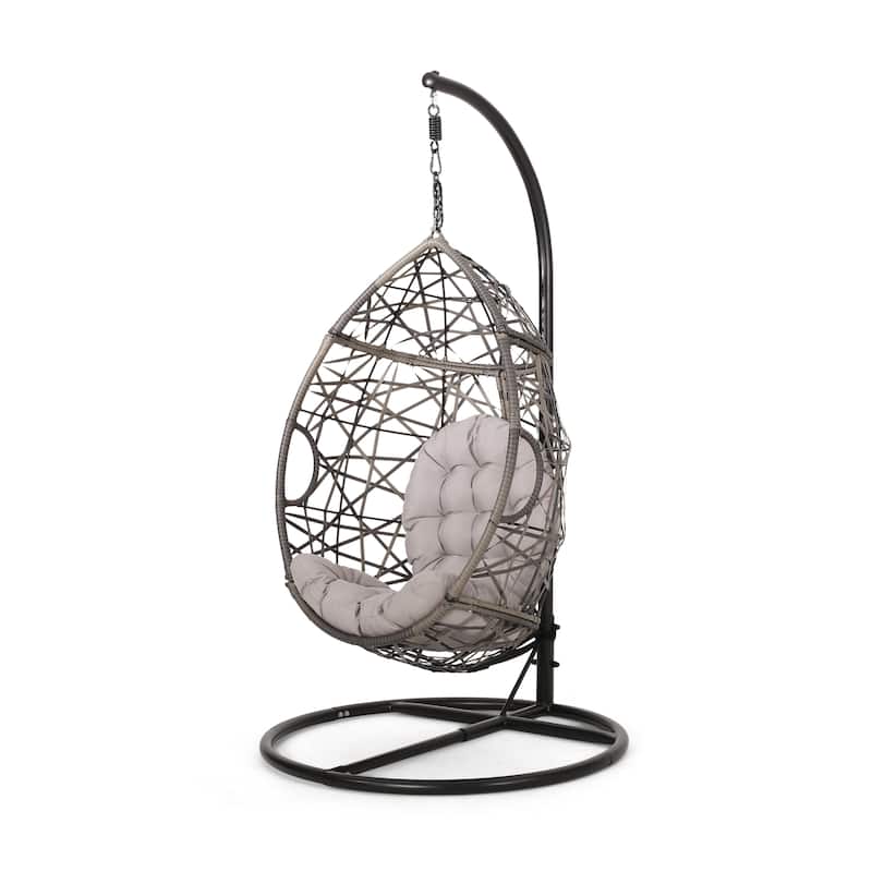 Cayuse Outdoor Wicker Hanging Tear Drop Chair by Christopher Knight Home
