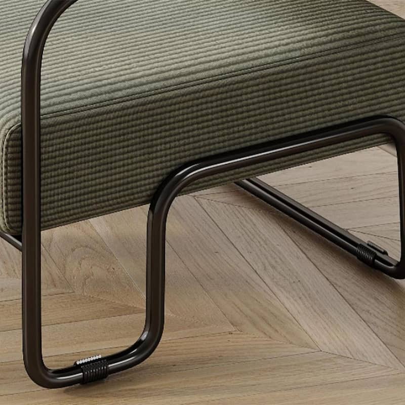 Curved Iron Armchair With Corduroy Cushion