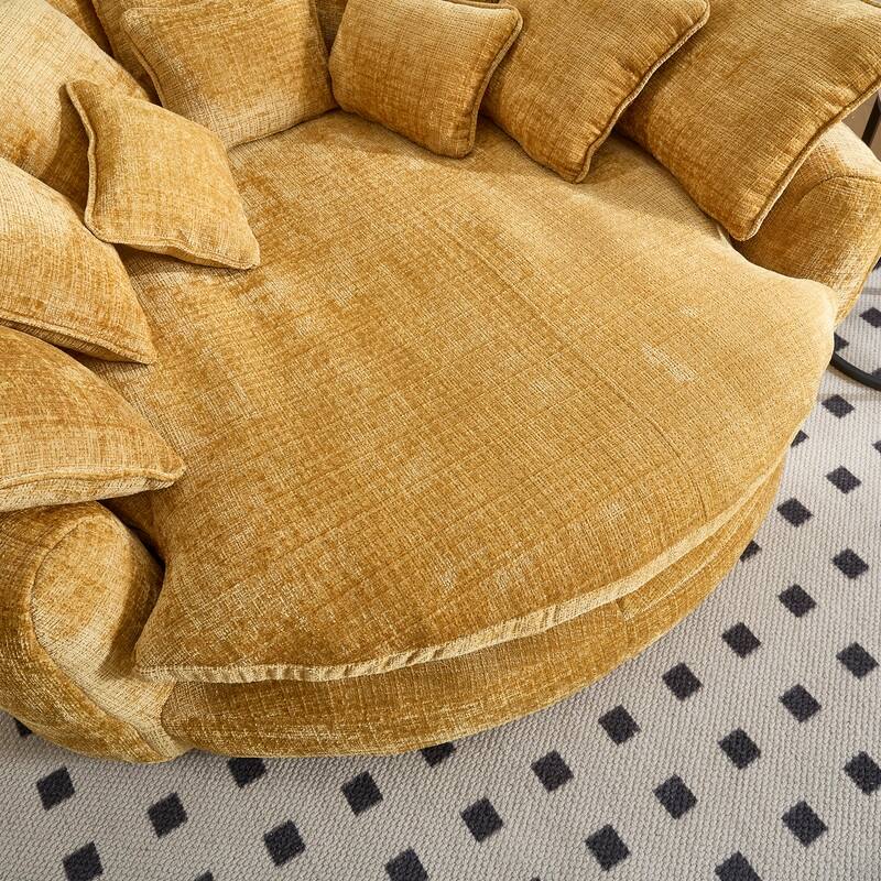 81.10" Double Bread Extra Large Round Sofa Bed with Armrests and Large Cushions