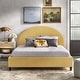preview thumbnail 1 of 13, angelo:HOME Ava Mid-Century Upholstered Queen Platfom Bed Pale Yellow