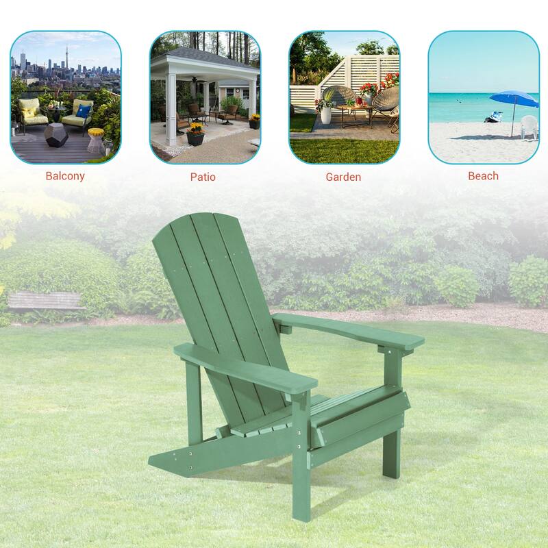 BONOSUKI Patio Adirondack Chair w/Cupholder,Weather Resistant-Set of 4