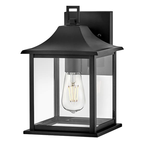 slide 2 of 5, Lark 81590 Nolan 12" Tall Outdoor Wall Sconce with Clear Glass Shade Black