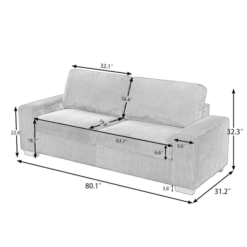 Classic Corduroy Sofa Couch 2-Seater Upholstered Couch