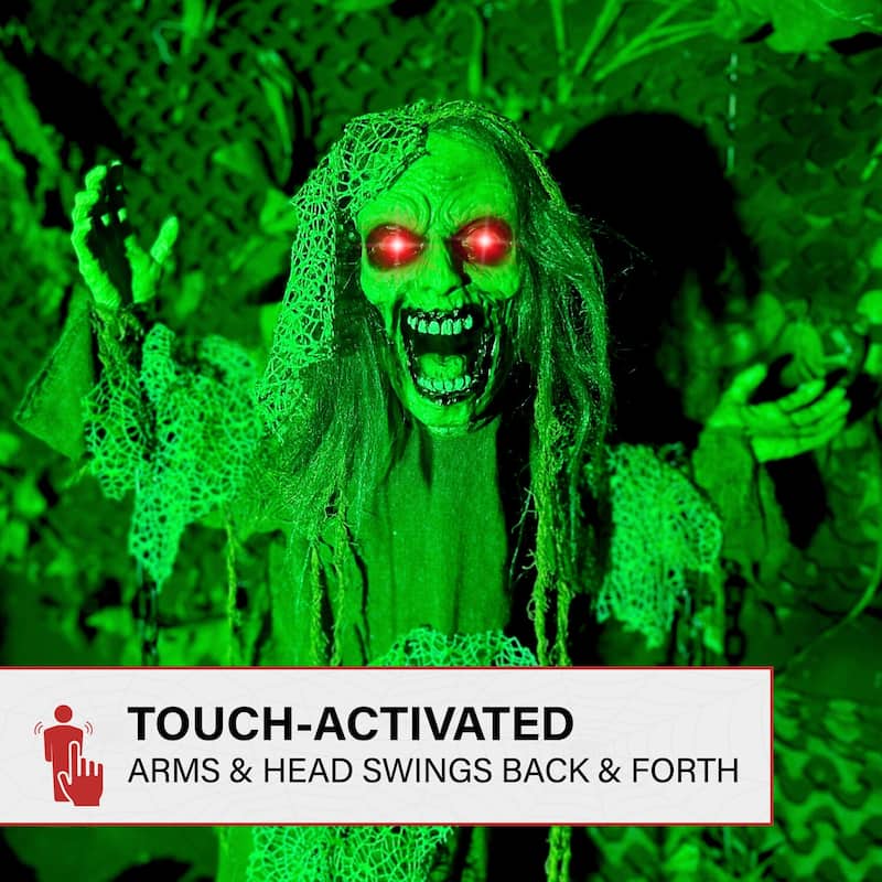 Haunted Hill Farm Lifesize Animatronic Zombie with Chains with Lights and Sound