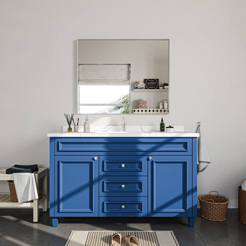 TOOLKISS Right Angle Aluminum Frame Bathroom Vanity Mirror with Clear Glass