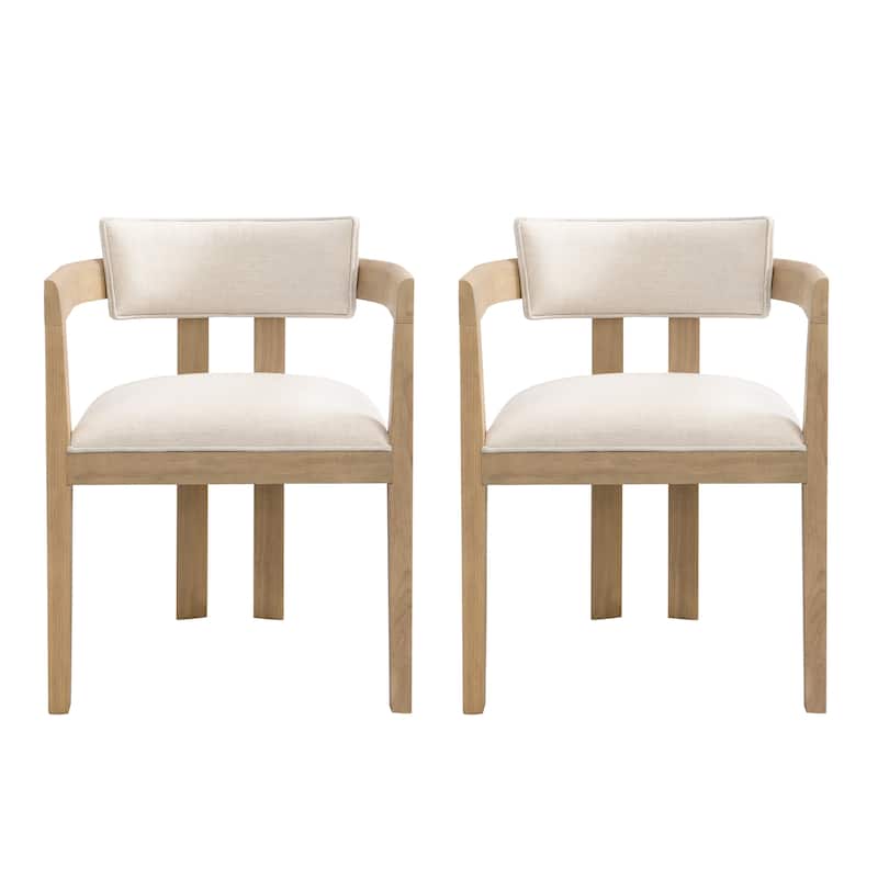 Conrad Sophisticated Modern Dining Chair With Armrest and Solid Wood Frame by Christopher Knight Home