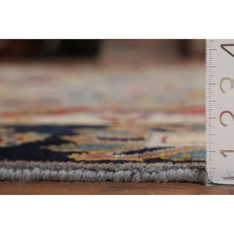 Gray Geometric Kazak Oriental Area Rug Hand-Knotted Wool Carpet - 8'1"x 10'0"